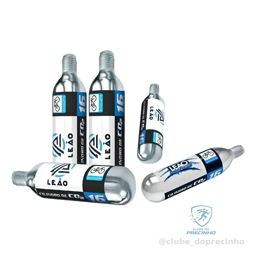 5 Cartucho Refil Cilindro Co2 16g Pneu Bicicleta Moto Bike Prateado