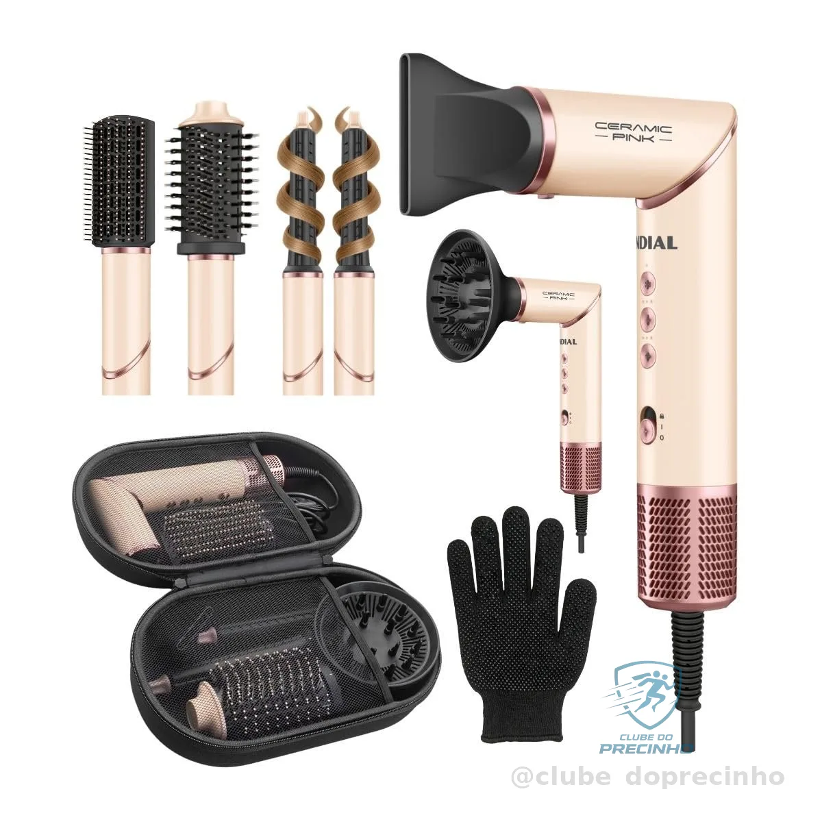 MONDIAL Secador Multifuncional 5 em 1, Rosa Claro, 1500W, 110V - SM-01-BLDC-CP | SM-01-BLDC-CP