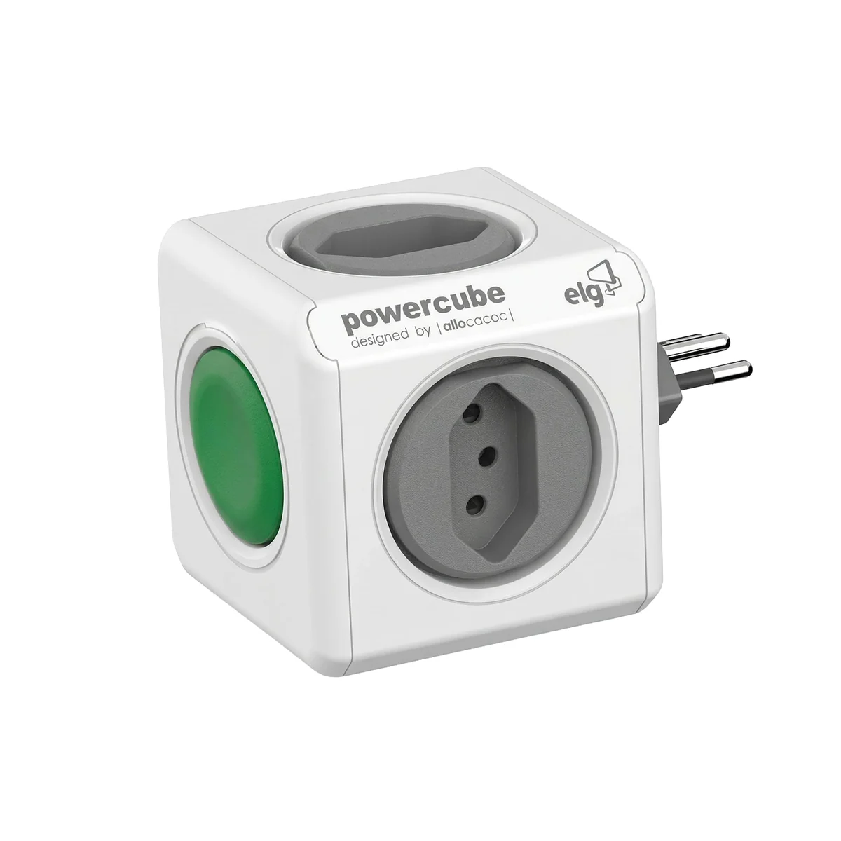 Multiplicador PowerCube Switch Filtro de Linha, 4 Tomadas Bivolt Automático Botão Liga/Desliga LED Indicador, Branco, PWC-R4SW, ELG