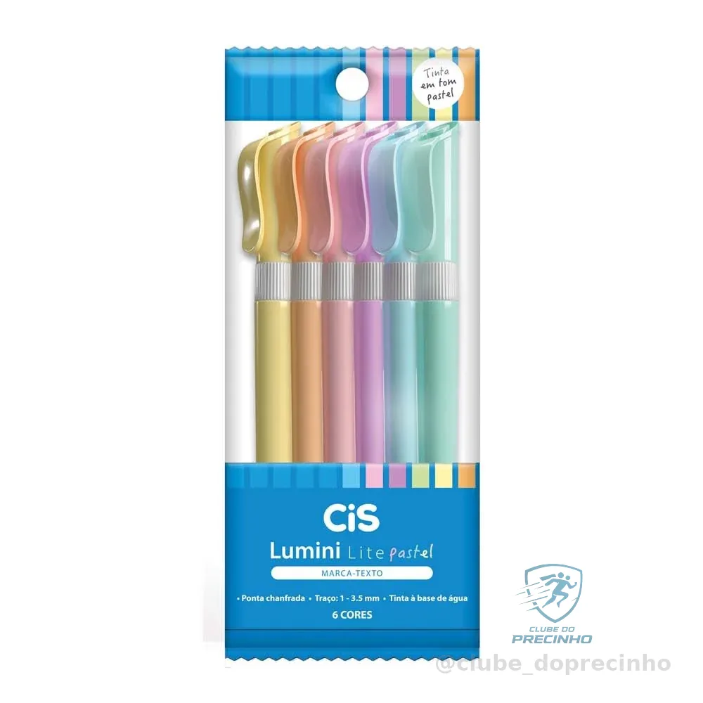 CIS Lumini Lite Pastel Marca-texto - Estojo com 6 cores