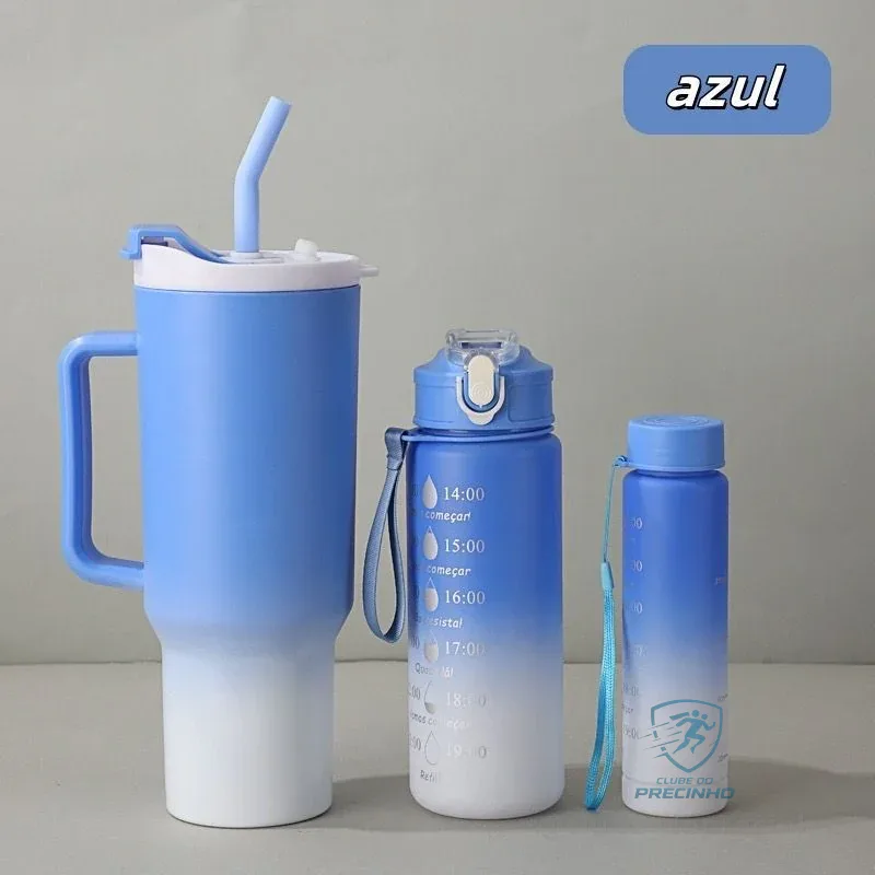 Kit 3 Garrafa Copo Agua Squeeze C/ Adesivos Lembretes beber Agua Tendencia NOVA Shopee