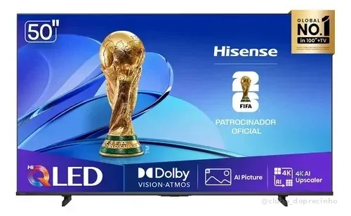 Smart Tv Hisense Hi-qled 4k 50  Polegadas Com Processador Ai, Dolby Vision Atmos E Compatibilidade Alexa E Google - 50q6qvv