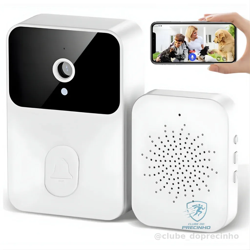 Campainha Com Câmera Vídeo Sem Fio Wi-Fi HD Inteligente Smart Home Recarregável Shopee