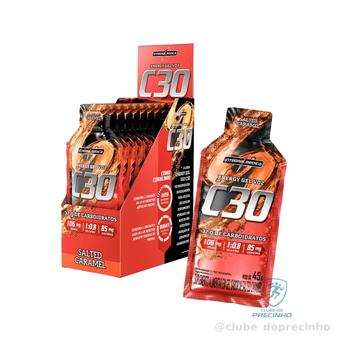 Gel de Carboidrato VO2 Energy Gel C30 com Cafeína 450g Integralmédica 10 Unid