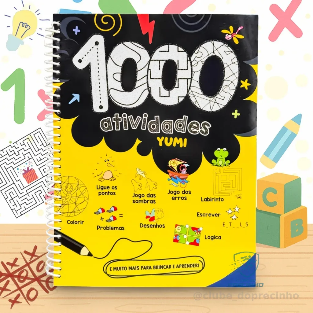 Livro Infantil Educativo 1000 Atividades de Colorir, Escrever, Matemática Brincar e Aprender Shopee