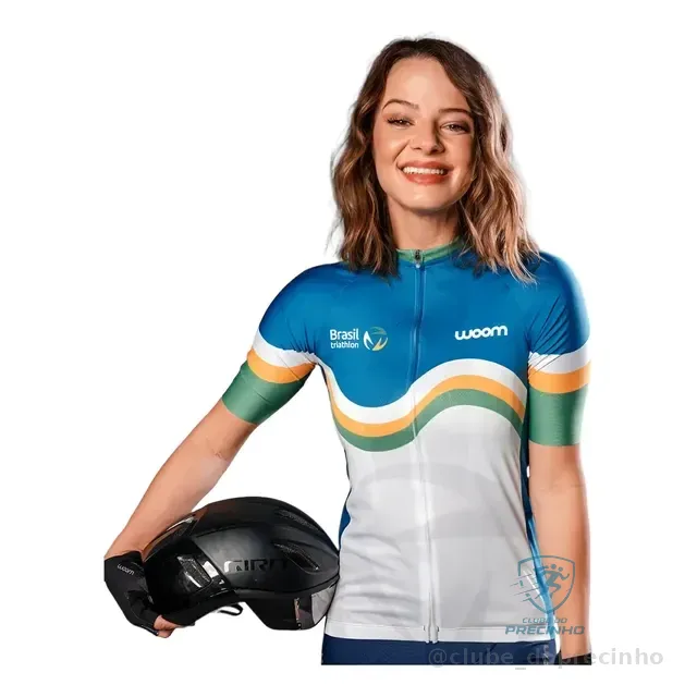 Camisa Ciclismo Woom Cbtri Especial Branco E Azul Feminina