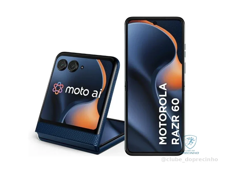 🔥 PARCELADO! Smartphone Motorola Razr 60-256GB 24GB (12GB RAM+12GB Ram Boost) Tela dobrável 6,9" pOLED e externa 3,6” Moto AI camera IP48 - Azul Marinho