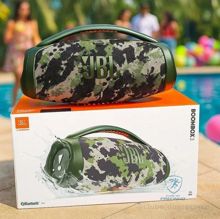 🔥 PARCELADO! JBL, Caixa de Som, Boombox 3, Bluetooth, À Prova D'água e Poeira - Camuflada