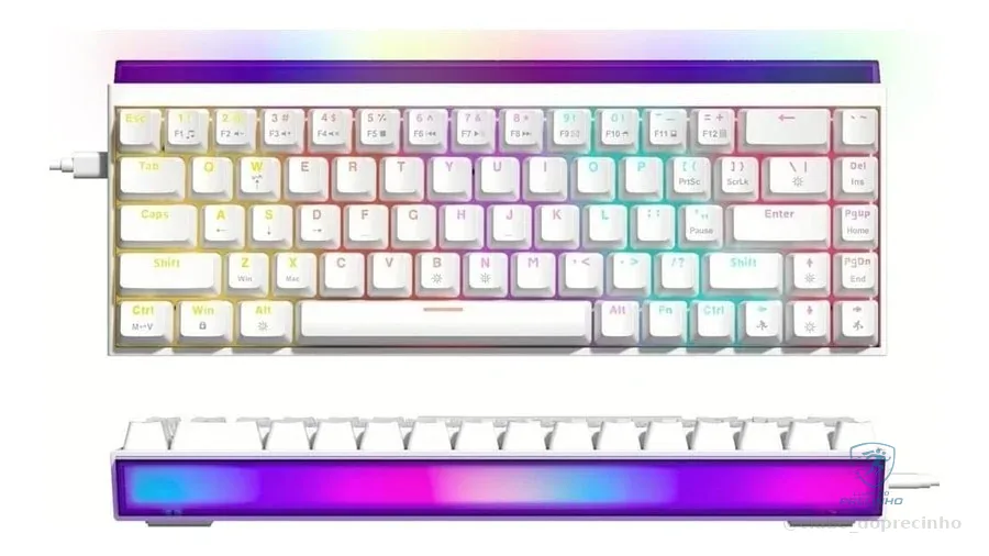 Womier 60% Percent Keyboard with Light Box, Wired Keyboard Gaming Mechanical with MCA Keycaps, OEM Profile, Programable, 64 Keys Hot Swap RGB Cream Key Board for PC Computer Win/MAC (WK68 PRO-White)