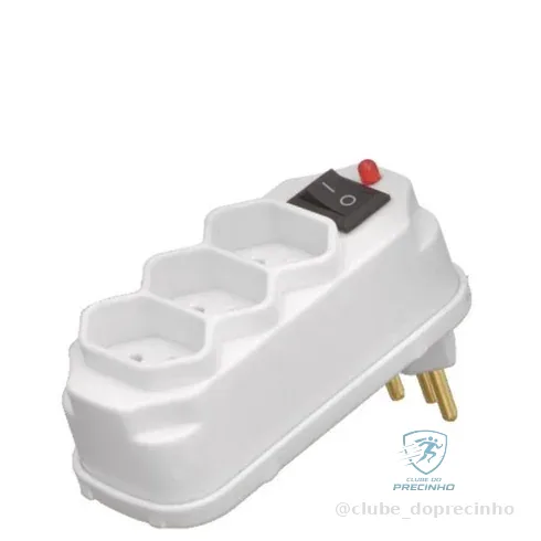 Benjamim 2P+T 10A New Jack com Botão Liga Desliga Para Uso Doméstico e Equipamentos Eletrônicos Shopee
