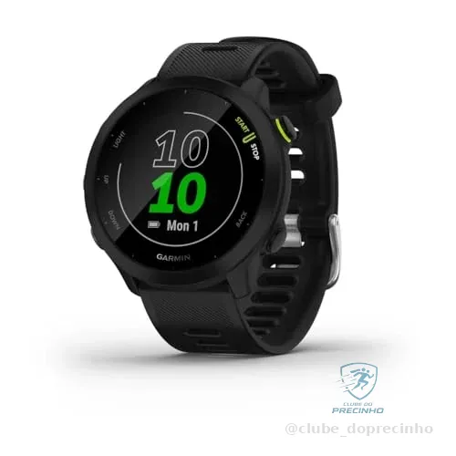 🔥 PARCELADO! Garmin Relógio Forerunner 55 Preto 42mm com Monitor Cardíaco de Pulso e GPS