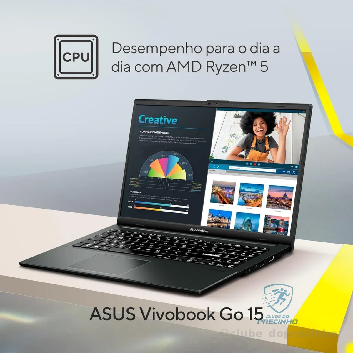 🔥 PARCELADO! Notebook ASUS VivoBook Go 15, AMD RYZEN 5 7520U, 8GB, 512GB SSD, KeepOS, Tela 15,6" FHD, Mixed Black - E1504FA-NJ732