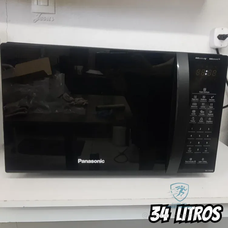 🔥 PARCELADO! Microondas Panasonic Dupla Refeição 34l Black Glass Nn-st66nbru