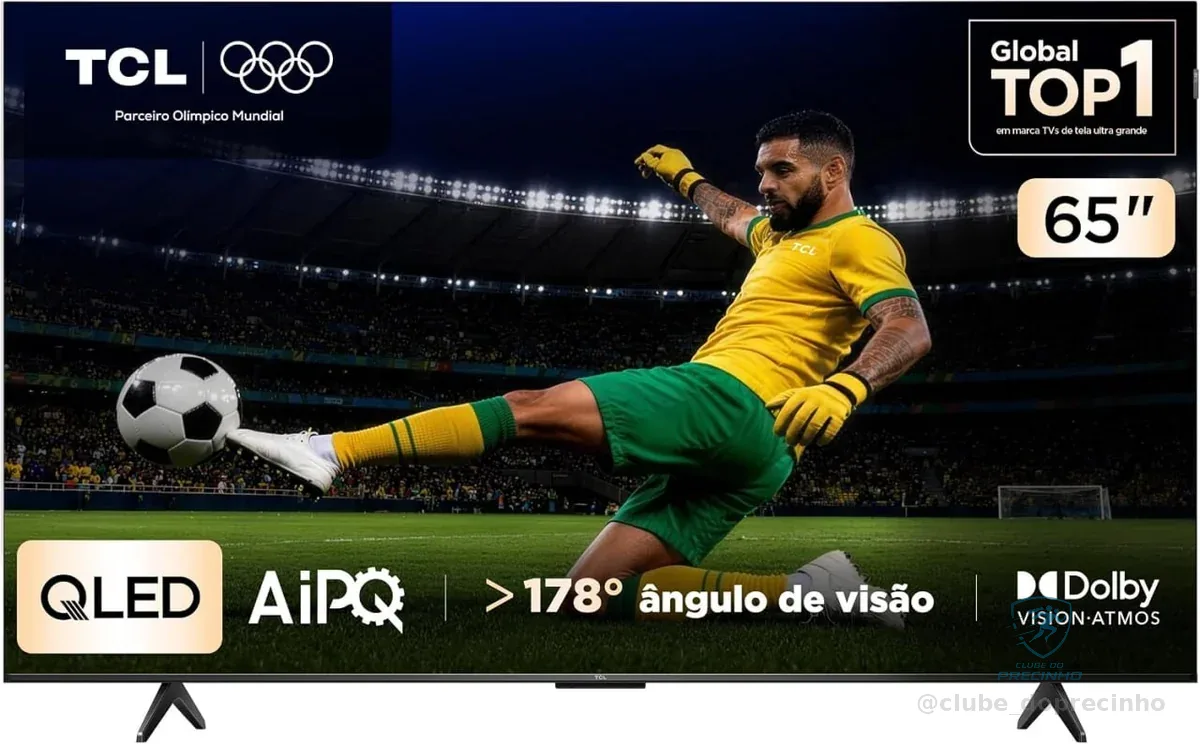 Smart TV TCL 65 Polegadas QLED 4K P7K WiFi Bluetooth Google TV HDR10+ Dolby Atmos Dolby Vision 65P7K