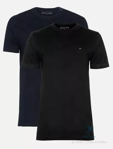 Camisetas Tommy Hilfiger Preta/marinho 2un - Original