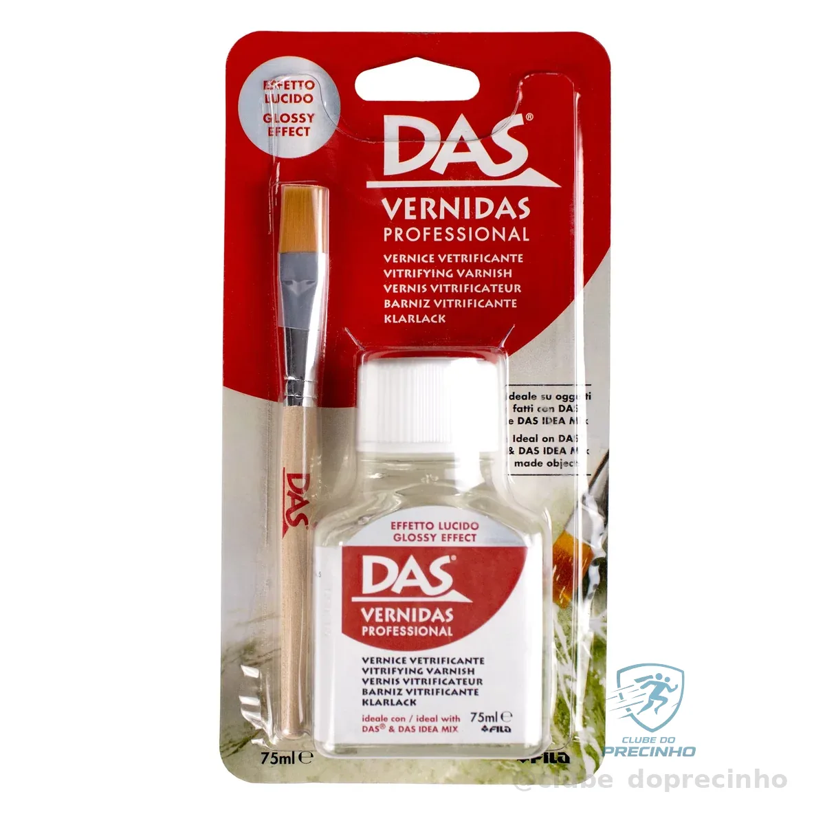DAS Verniz Protetivo Vitrificante Professional Efeito Brilhante, 75ml, com Pincel