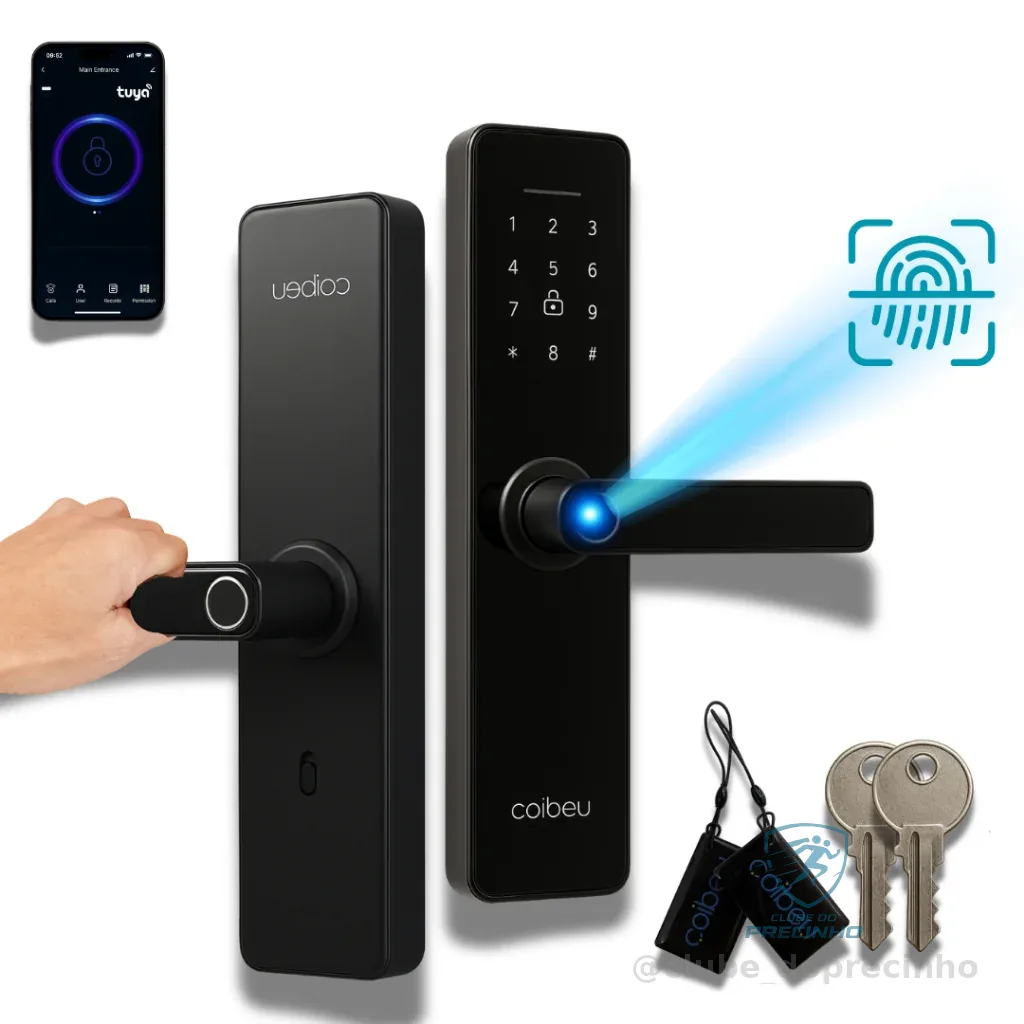 Fechadura Eletrica Eletronica Digital 5 Em 1 Porta Trava Biometria Bluetooth Senha Touch Biométrica Shopee