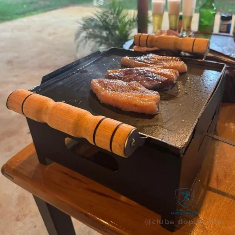 Churrasqueira Chapa A Álcool Em Ferro Funcional Cabo Madeira Shopee