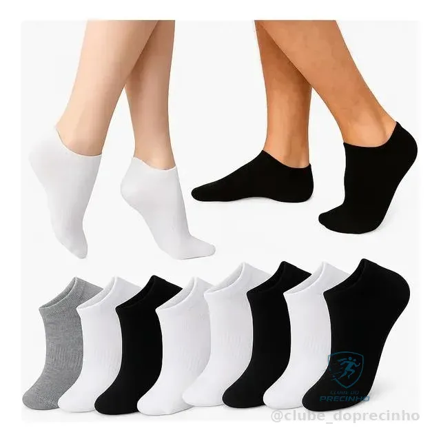 Kit 12 Pares Meia Soquete Cano Curto Unissex Premium Full Mercado Livre
