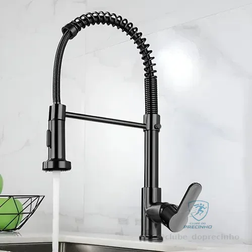 Torneira Cozinha Gourmet Bancada Flexível Monocomando Pia Preto B22-black