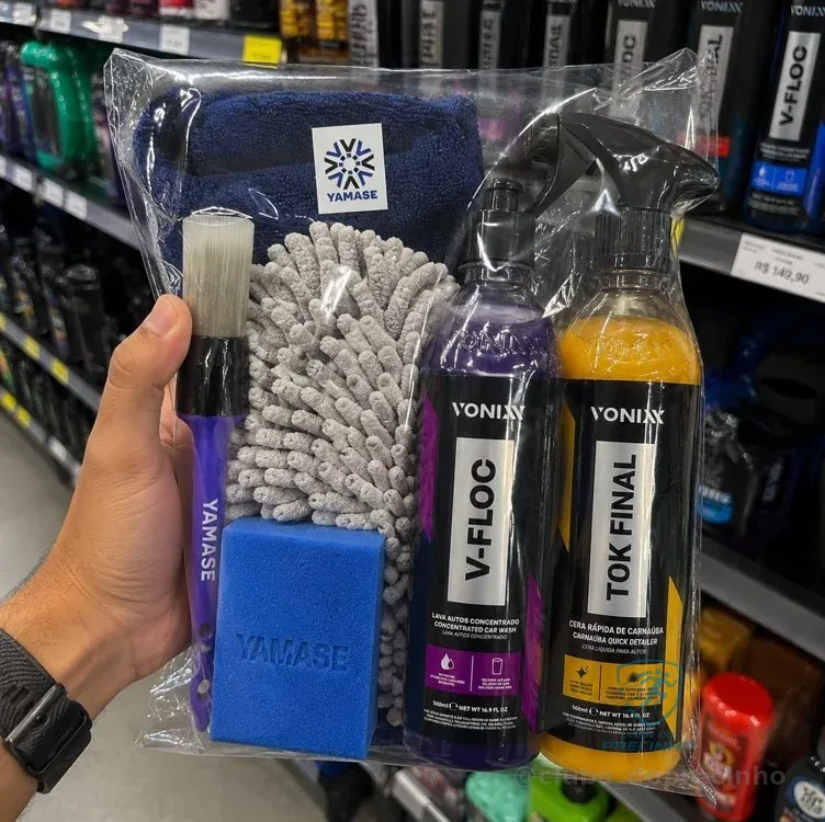 🔥 PARCELADO! Kit V-Floc Shampoo Neutro Super Concentrado Automotivo + Cera Liquida Protetora Tok Final Vonixx Luva Pano Microfibra