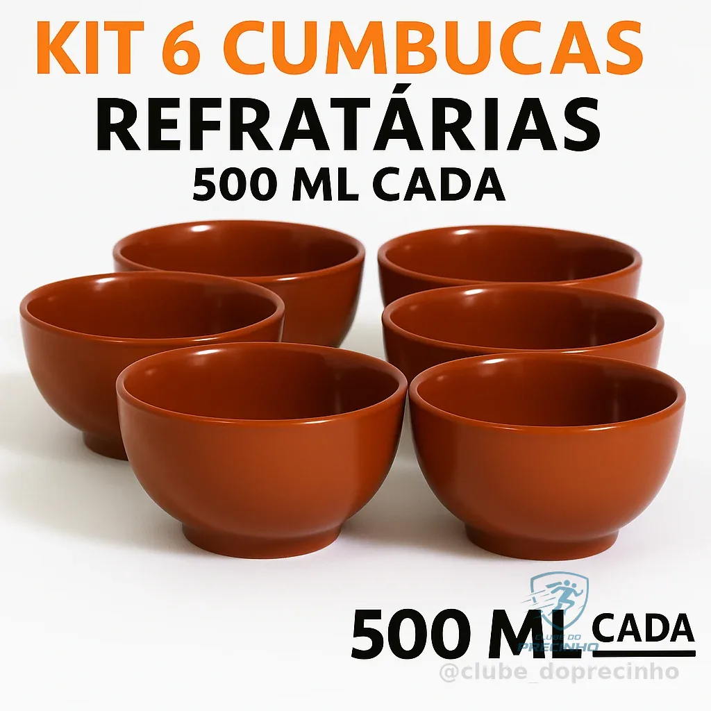 Kit 6 Cumbucas Refratárias 500 ml Porcelana Marrom Ideal Para Feijoada, Caldos, Sorvetes e Açaí Shopee