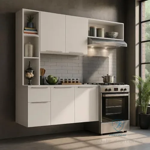 Armário de Cozinha Compacta com Balcão Sofia Multimóveis MP2001 - Branco