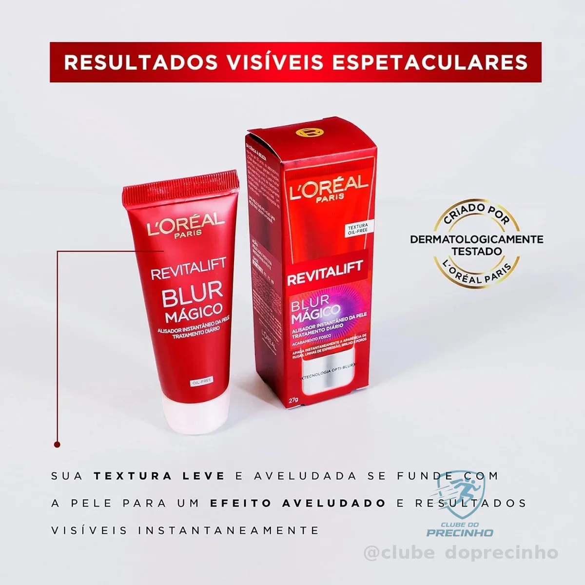 L'Oréal Paris Revitalift Blur Mágico, Primer Facial com Tecnologia Opti-Blur, Efeito Blur Matte, Disfarça Rugas e Poros Instantaneamente, 27g