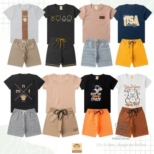 Kit 10 Peça 5 Conjunto Verão Infantil Menino Algodão