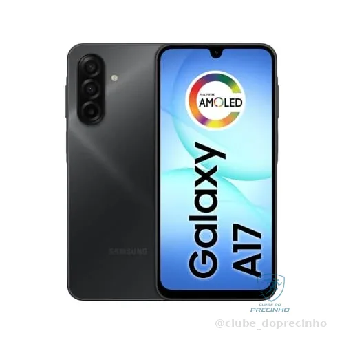 Celular Samsung Galaxy A17, 128GB, 4GB, 50MP Tela 6.7", IP54 - Preto