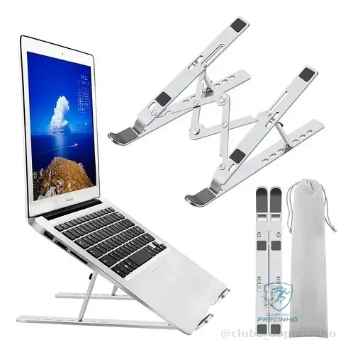 Suporte Ajustável Hytalux Notebook Macbook 11'' A 17'' Alumínio Dobrável Cinza-escuro