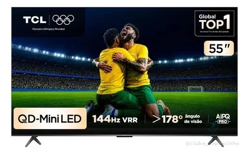 Smart Tv Tcl 55 Polegadas Qled Mini Led 4k C6k Wifi Bluetooth Google Tv 4 Hdmi 144hz Hdr10+ 55c6k
