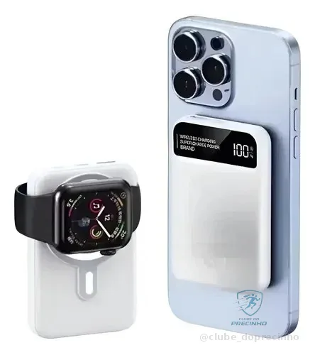 Carregador Portátil Magnético A'gold 10000mah Indução 22.5w Branco