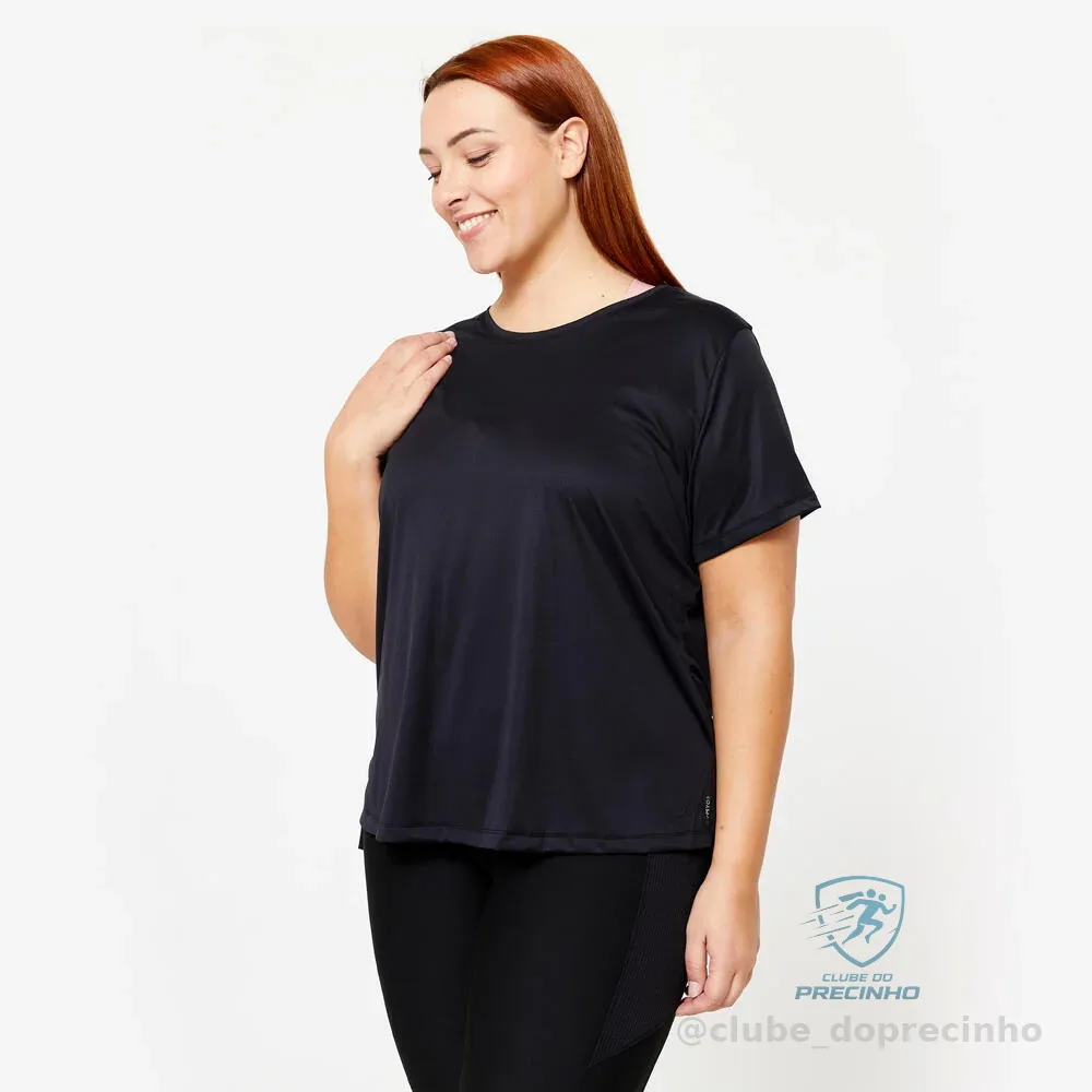 Camiseta Feminina Plus Size de Treino 120 Preta