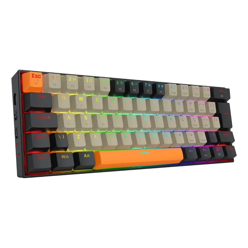 Teclado Gamer Draconic Pro Rgb Cinza, Laranja E Preto Switch Marrom Redragon Português Brasil