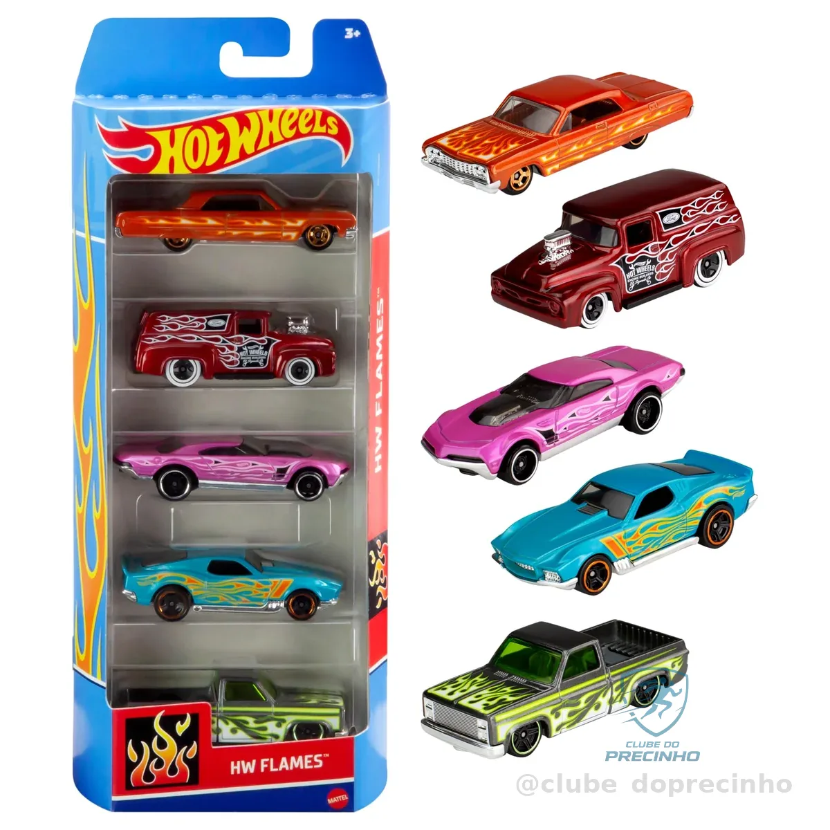 Pacote 5 Carros Sortidos, Hot Wheels, Mattel, Multicor - não é possível escolher as cores