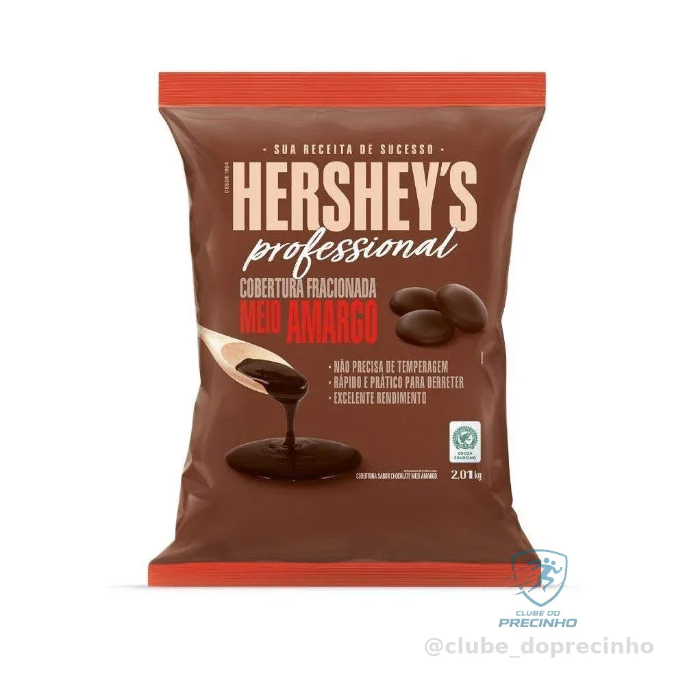 Hershey's Cobertura Fracionada Professional Meio Amargo Formato Moeda Sem Necessidade de Temperagem 2,01 Kg