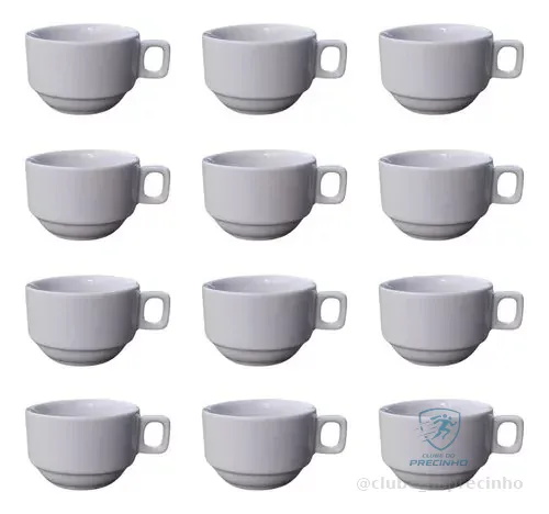 12 Xicaras De Chá 160ml - Hotel Branco Liso