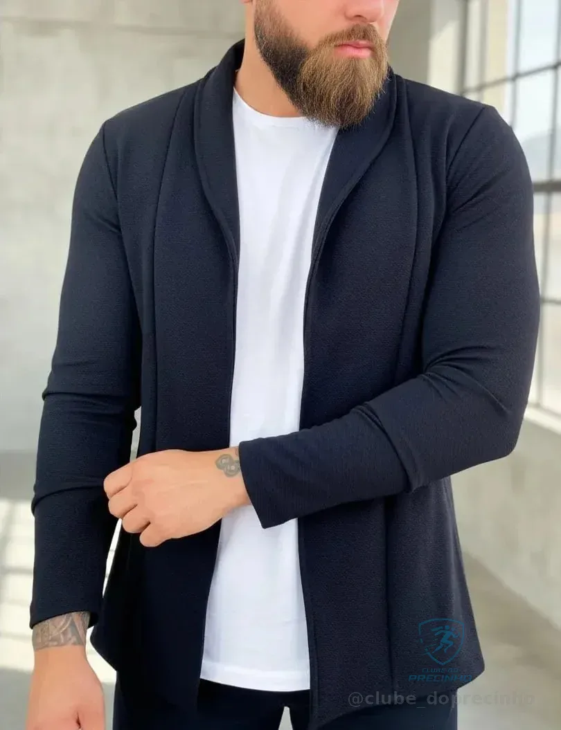 Blazer Cardigan Comprido Longo Masculino Casaco Manga Longa Mercado Livre