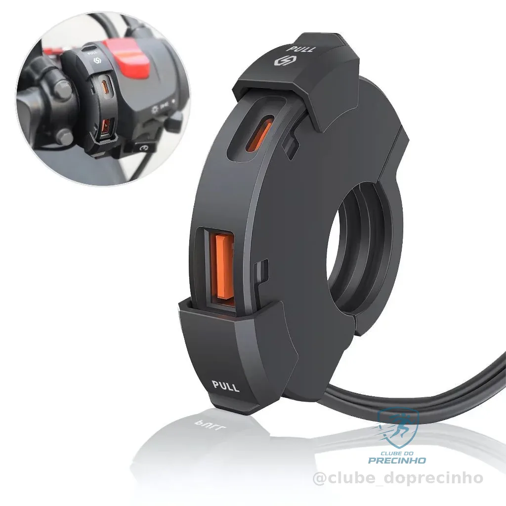 Carregador de Celular Para Moto Rápido Turbo QC3.0 USB Tomada Prova dágua Impermeavel Shopee