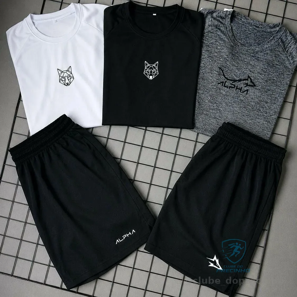 Kit Bermuda Lobo+camiseta Lobo Dry Fitness Academia Alpha