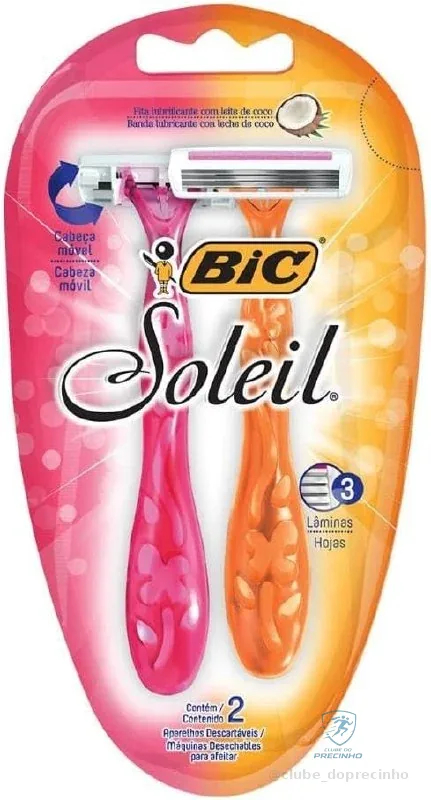 BIC Aparelho De Depilar Soleil Rosa E Laranja 2 Unidades 929994 Dupla Fita Lubrificante Com Leite De Coco