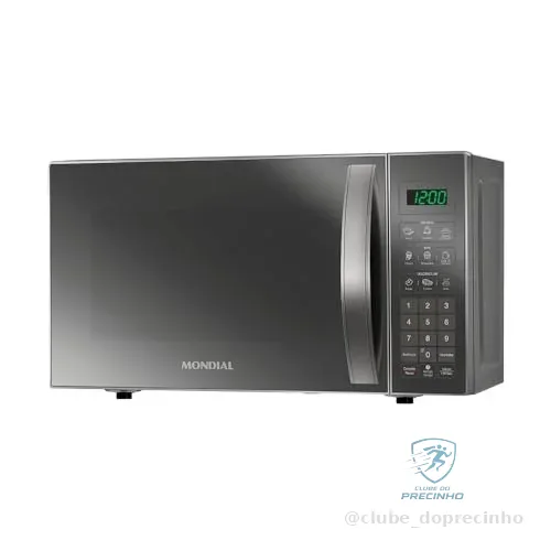 🔥 PARCELADO! MONDIAL Micro-Ondas, Cinza/Espelhado, 1200W, 220V - MO-01-21-E