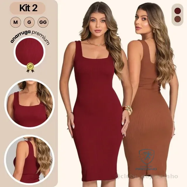 Kit 2 Vestido Tubinho Acinturado Alta Compressão Malha Dupla Mercado Livre