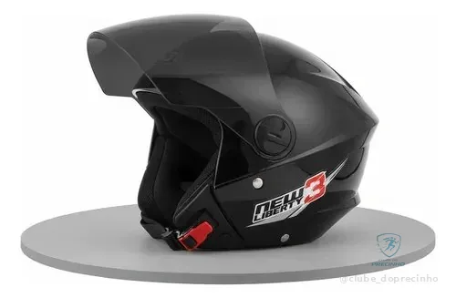 Capacete Pro Tork New Liberty Three Aberto - Cor Preto Brilhante Tamanho 58 Sólido