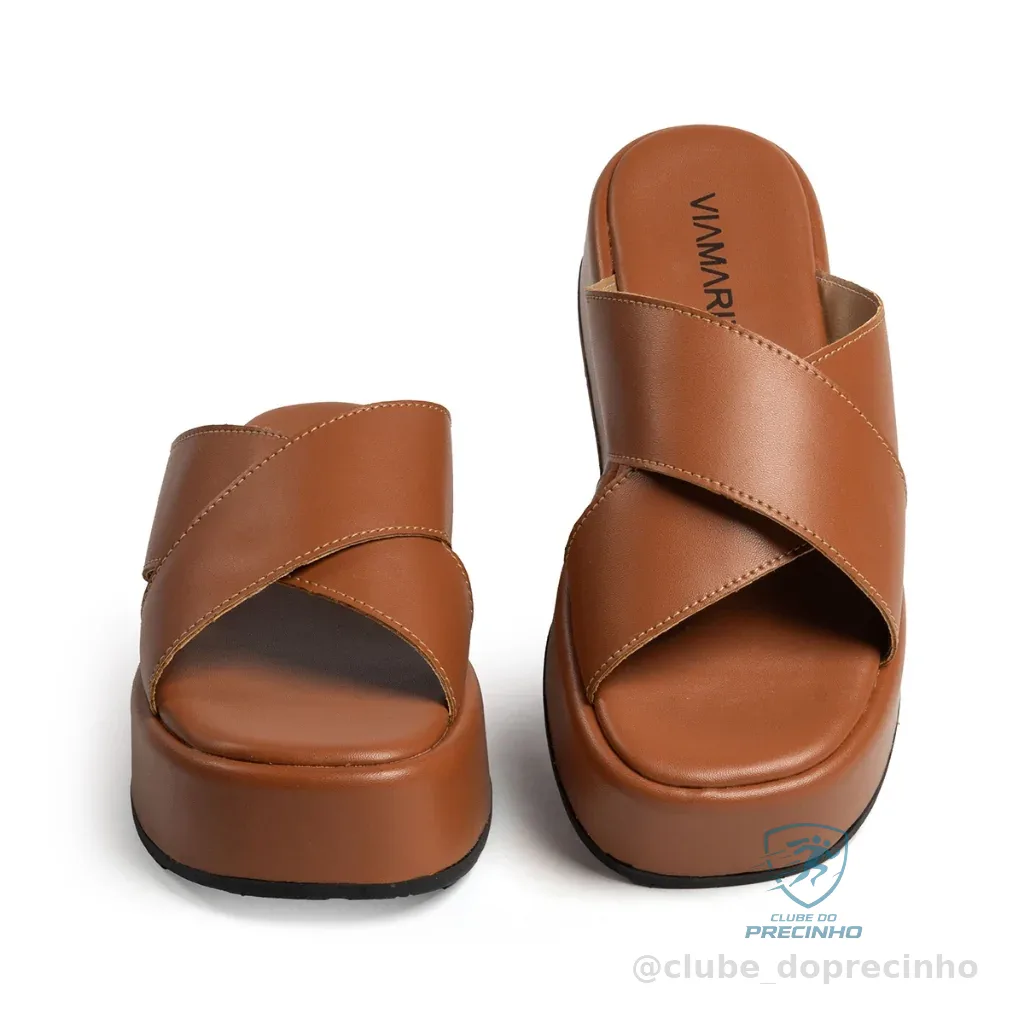 Papete Feminina Plataforma X Flatform Sandália Tiras Cruzadas Confortável Casual Blogueira Verão Shopee