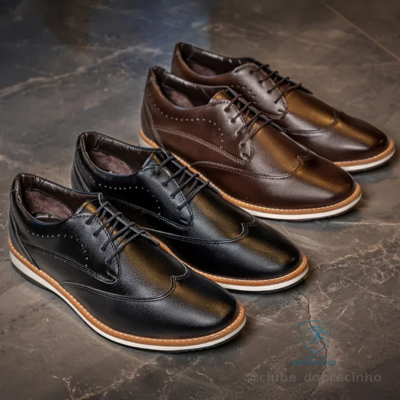 Kit 2 Pares Sapato Derby Casual Versales Masculino Elegante Marrom Preto Cadarço Shopee