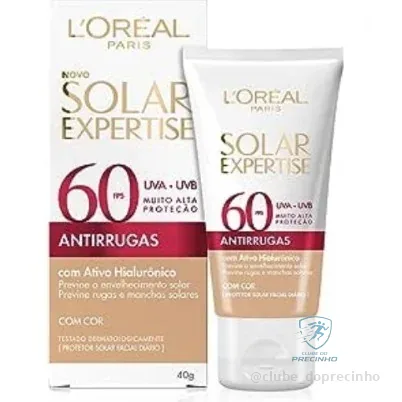 Protetor Solar Facial Loreal Antirrugas com cor FPS 60 Shopee