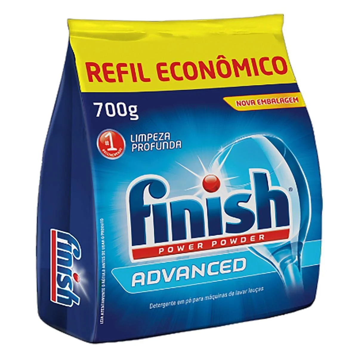 Finish Advanced Detergente para Lava Louças em Pó, Limpeza Profunda, Refil 700g