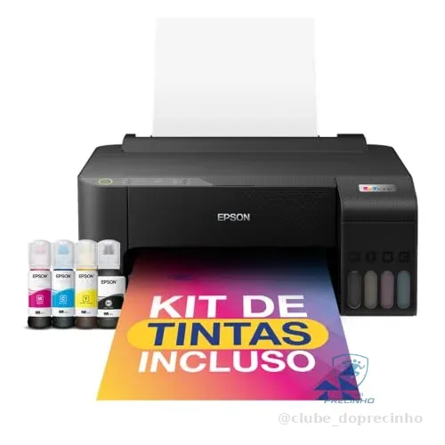 🔥 PARCELADO! Impressora Epson EcoTank L1250 - Tanque de Tinta Colorida, Wi-Fi Direct, Comando de voz, Bivolt, Cor: Preto